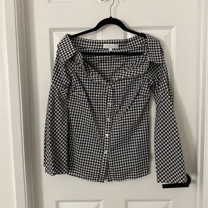 Caroline Constas black white checkered button up